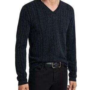 John Varvatos Bandera Rib Wool Blend V-Neck Sweater
